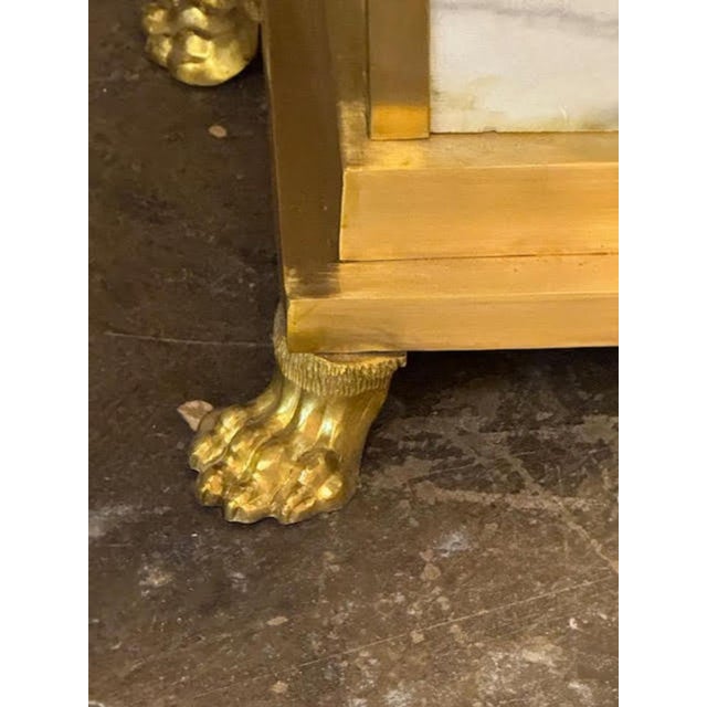 2000 - 2009 Empire Design Carrara Marble and Gilt Bronze Pedestal For Sale - Image 5 of 7