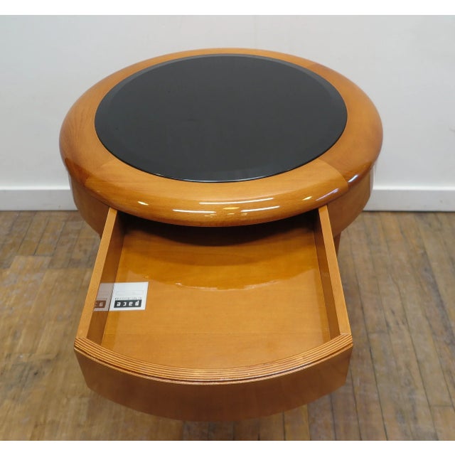 1980s 1980s Pace Cherry Wood & Glass Side Table For Sale - Image 5 of 10