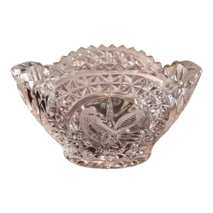 1970s German Hofbauer Byrdes Clear Cut Glass Crystal Sawtooth Bowl