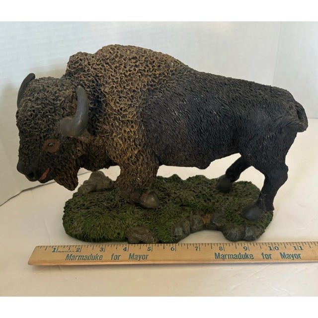 Cabin Vintage Male Bison Tabletop Animal Sculpture For Sale - Image 3 of 9