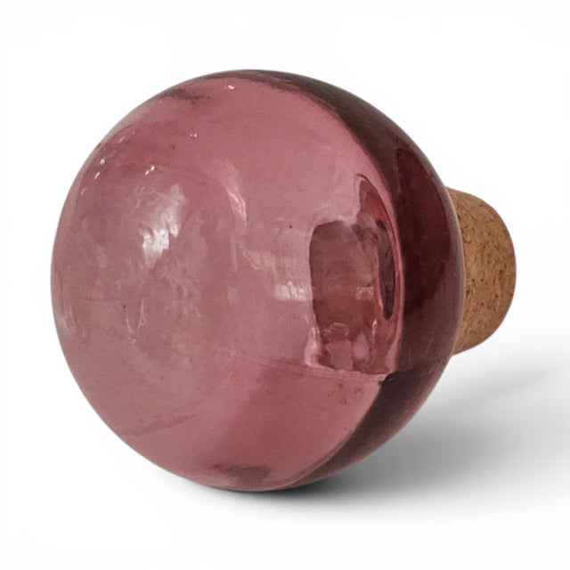 Pink Vidrios San Miguel Spanish Amethyst Recycled Glass Genie Bottle Decanter For Sale - Image 8 of 13