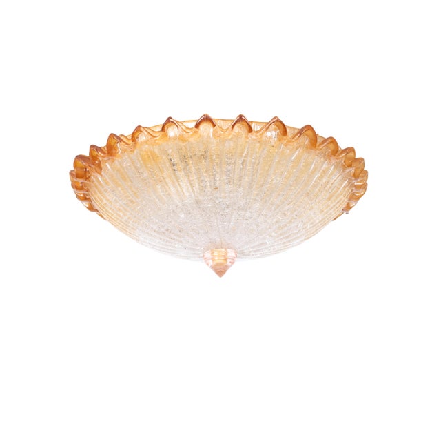 Glass Mid-Century Flush Mount attributed to Barovier & Toso, Italy, 1970s For Sale - Image 7 of 11