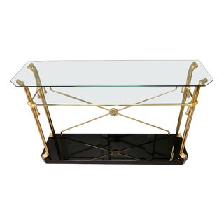 Brass and Glass Console Table, 1960 For Sale