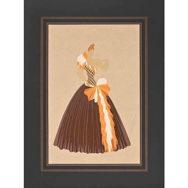 Costume design is an original modern artwork realized in 1970s by erté (romain de tirtoff). Mixed colored gouache on...