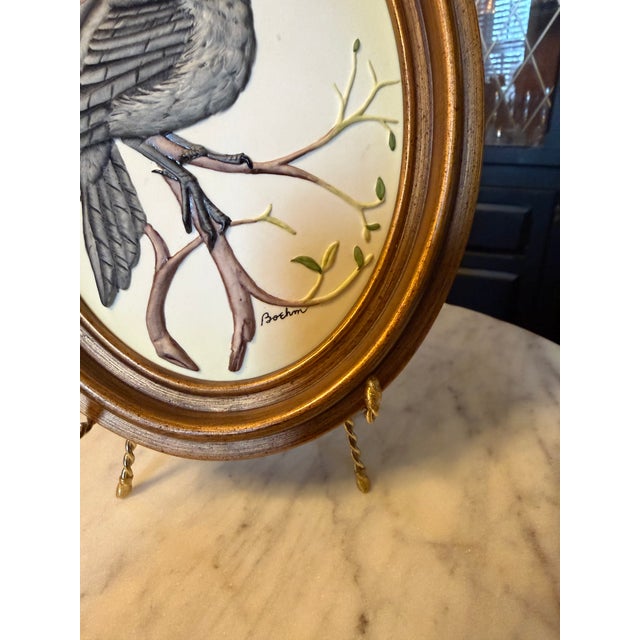 1950s Boehm Porcelain Fledgling Wall Art Bas-Relief Oval Frame For Sale - Image 4 of 9