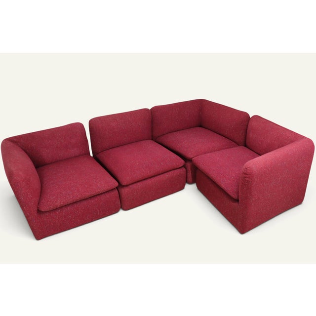 Stunning modular sofa composed of four independent elements, produced by Airborne in the 1970s. with its generous and...