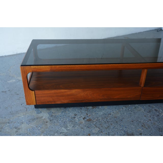 1960s John Keal Brown Saltman Mid-Century Modern Coffee Table W Smoked Glass Top For Sale - Image 13 of 16