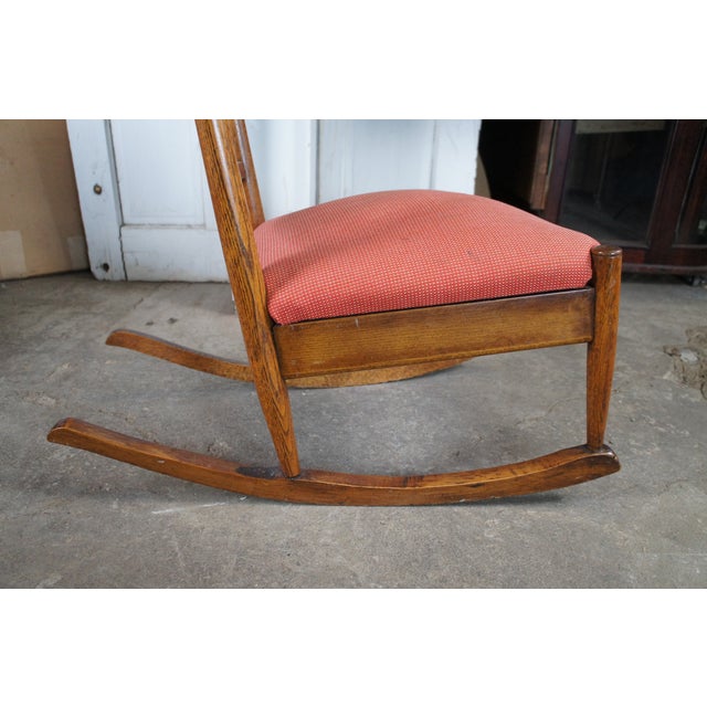 Antique Victorian Aesthetic Movement e.w. Godwin-Style Oak Rocking Chair Rocker For Sale - Image 13 of 13