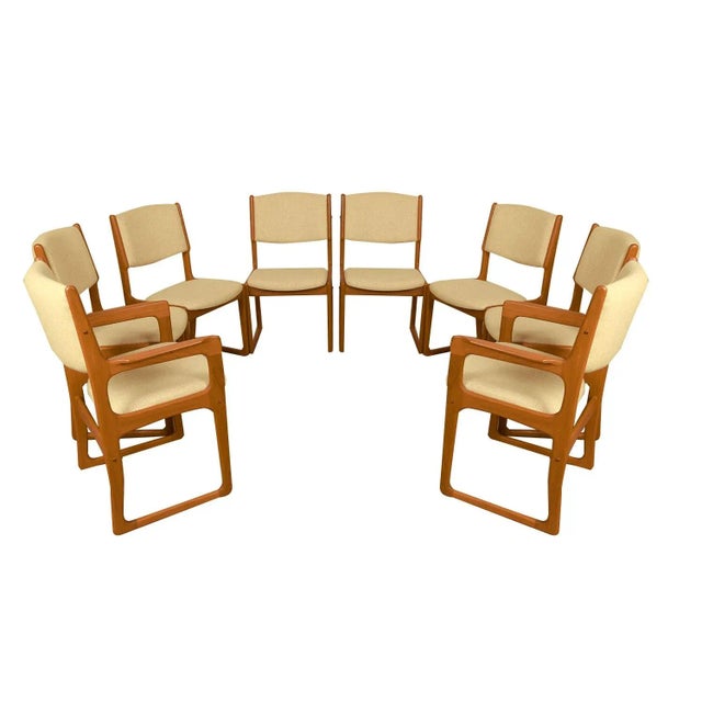 1970s Mid Century Modern Sculpted Teak Chairs Benny Linden - Set of 8 For Sale - Image 12 of 12