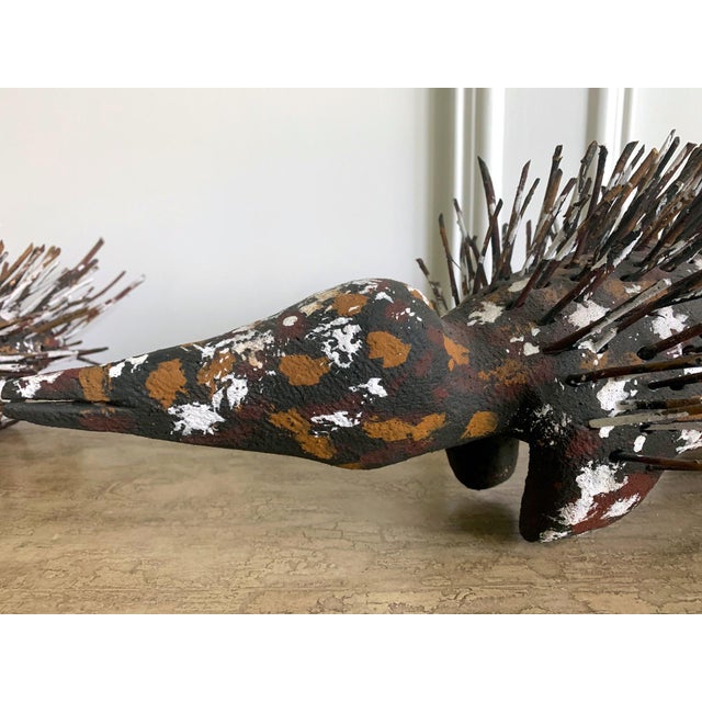 Folk Art Pair of Australian Aboriginal Wood Sculpture Echidna For Sale - Image 3 of 9