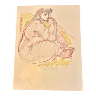 Late 20th Century Jack Meanwell Seated Nude Figure, Oil Pastel For Sale