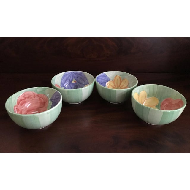 Contemporary Vintage Bob Mackie Colorful Floral Ceramic Bowls - Set of 4 For Sale - Image 3 of 11