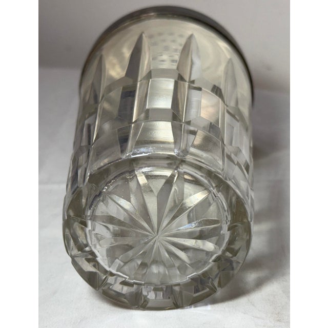 Vintage Handmade Saint Louis Cut Crystal Silver Plate Cocktail Drink Shaker Bar For Sale - Image 14 of 15