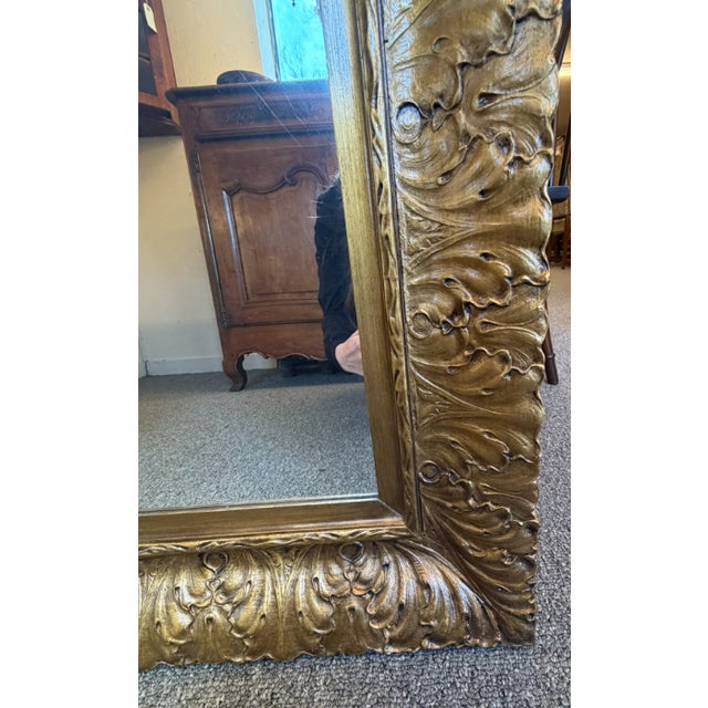 Gilded Acanthus Leaf Mirror, Gesso Carved, Wall Mirror, Circa 1980 For Sale - Image 9 of 9