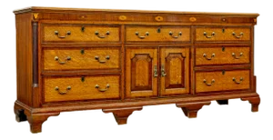 Antique Inlaid Oak Dresser Base, 1760s