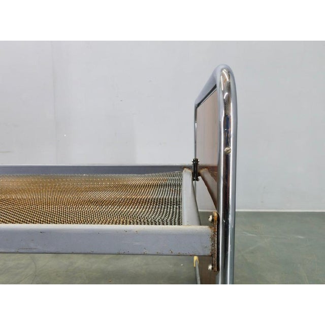 Bauhaus Tubular Steel Bed with Walnut Panels, Czechoslovakia, 1930s For Sale - Image 13 of 17