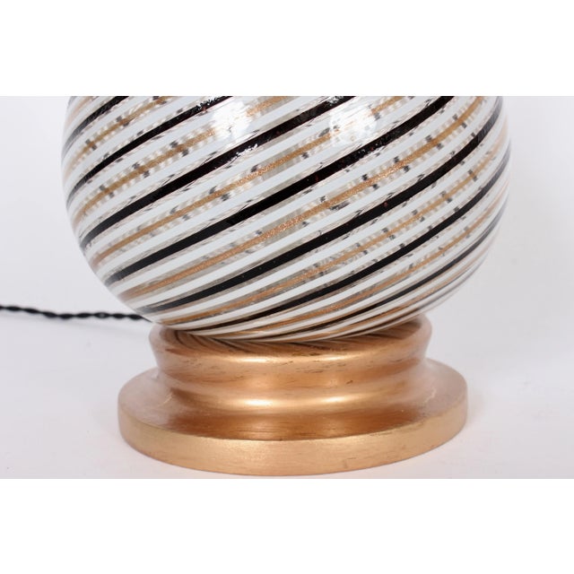 Tall Dino Martens Aureliano Toso Glass Table Lamp with Copper Swirl For Sale - Image 9 of 11