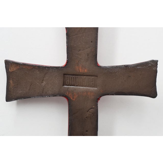 Red Glazed Ceramic Cross by Vandeweghe for Amphora, Belgium, 1960 For Sale - Image 10 of 11
