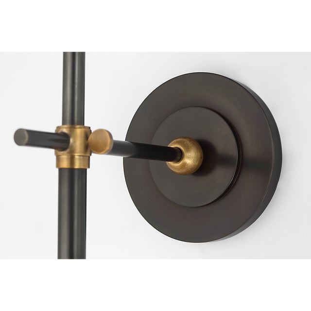 Thomas O'Brien for Visual Comfort Signature Bryant 27" Cordless Tail Sconce in Bronze and Hand-Rubbed Antique Brass with Linen Shade For Sale - Image 11 of 13