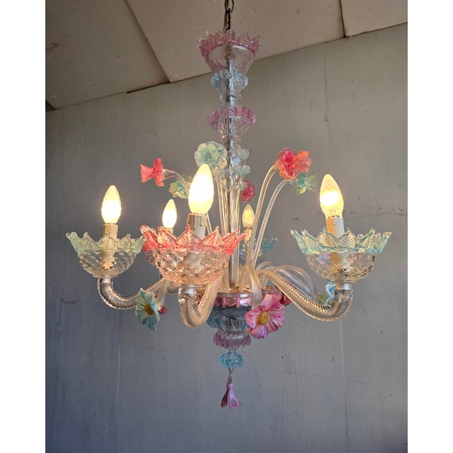 Blue Murano Glass Chandelier, 1950s For Sale - Image 8 of 8