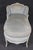 French Louis XVI Style Creme & Blue Accent Paint Decorated Chaise Lounge For Sale In Philadelphia - Image 6 of 14