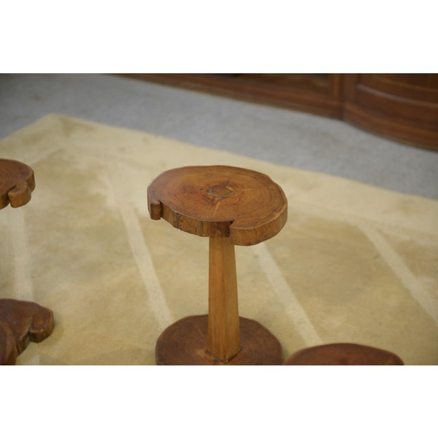 Vintage Brutalist Wooden Side Tables, 1960s, Set of 5 For Sale - Image 4 of 9