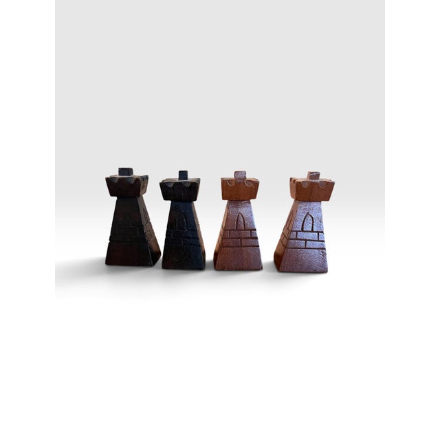 1960s Mid 20th Century Makonde Hand-Carved African Figural Wood Chess Set, Tanzania, 32 Pieces For Sale - Image 5 of 9