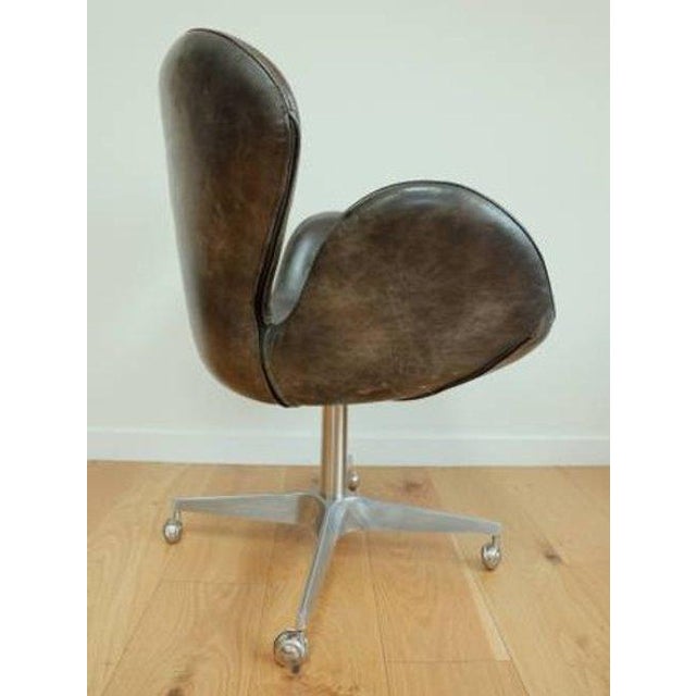 Mid-Century Modern Restoration Hardware Rh Devon Leather Swivel Desk Chair – Discontinued For Sale - Image 3 of 6