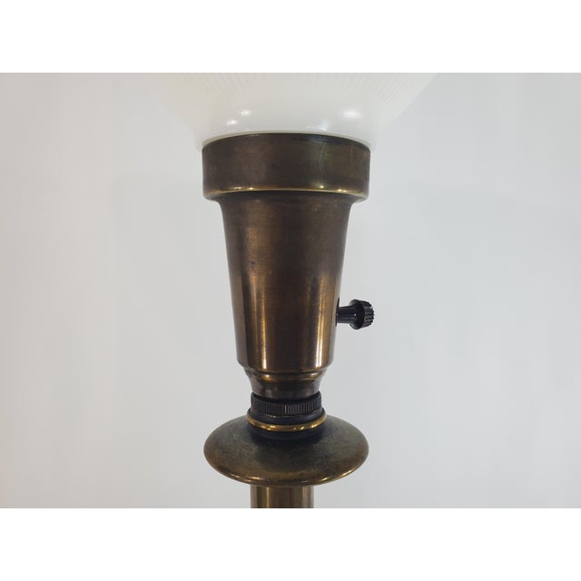Stiffel Vintage Stiffel Torchiere Table Lamps Brass Wood - Rare Neoclassical Design - a Pair For Sale - Image 4 of 13