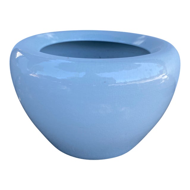 1990s Jardiniere Porcelain Fishbowl Style Planter For Sale