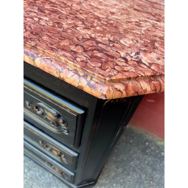 French Ebonized Chest of Drawers With Marble Top For Sale - Image 9 of 13