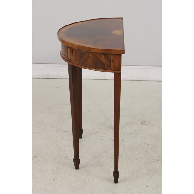 Hekman Furniture Hekman Mahogany Inlaid Demilune Table For Sale - Image 4 of 14