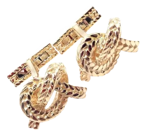 Vintage Hermes Georges l'Enfant Yellow Gold Twisted Rope Knot Cufflinks, A Pair