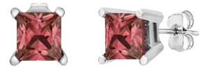 14K White Gold 1/2 Cttw 4 Prong Set Lab Grown Pink Princess Diamond Solitaire Stud Earrings - 2 Pieces
