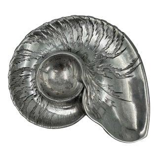 Vintage Arthur Court Nautilus Shell Aluminum Chip & Dip Server For Sale
