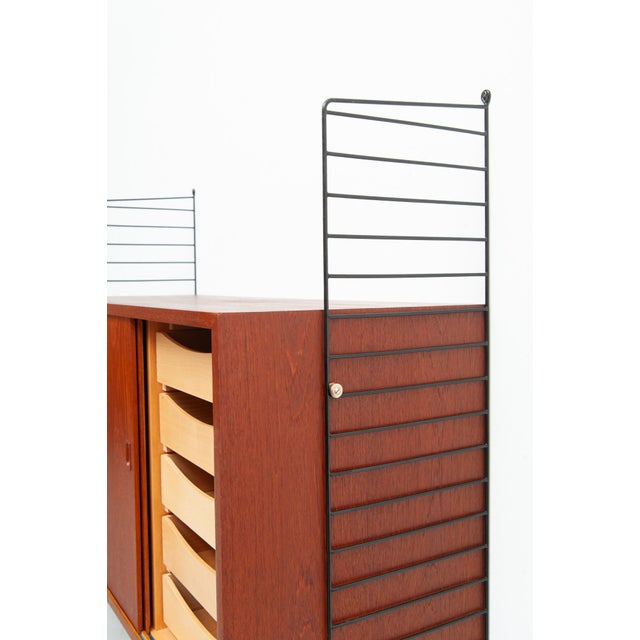 Purple String Wall Sideboard in Teak by Kajsa & Nisse Strinning, 1950s For Sale - Image 8 of 13