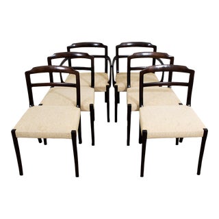 1960s Mid Century Danish Modern Ole Wanscher Mahogany a.j. Iversen Dining Chairs- Set of 6 For Sale