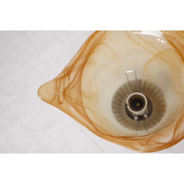 French Tulip and Fish Wall Sconce in Chrome and Peach Marbled Glass, 1940s For Sale - Image 9 of 11