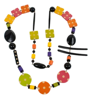 Angela Caputi Resin Extra-Long Necklace Multicolor Playful Design