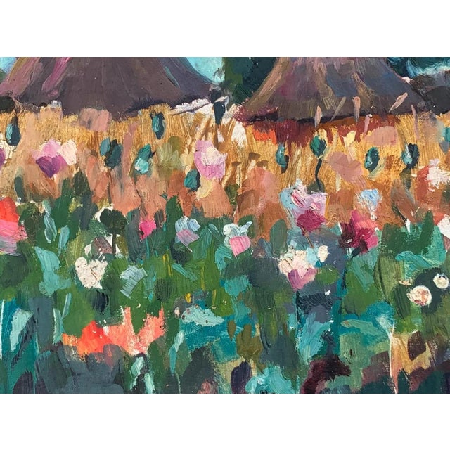 Vintage Impressionist Oil Painting: Ukrainian Village Landscape, 1960s For Sale - Image 4 of 6