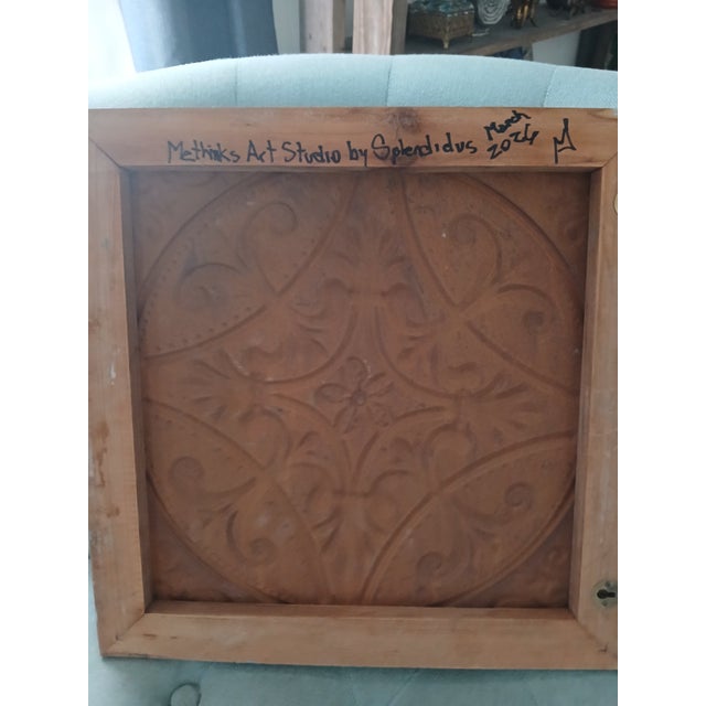 Royal Blue Intervention No. 24 | "Aged Relic" 16" Etched Lightweight Metal Relief ​Presented by Methinks Art Studio and Dwelling Original Creation by Splendidus For Sale - Image 8 of 11