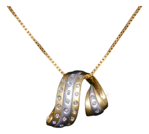 Vintage Natural 0.23cts Diamond 14k Solid Gold Slide Pendant