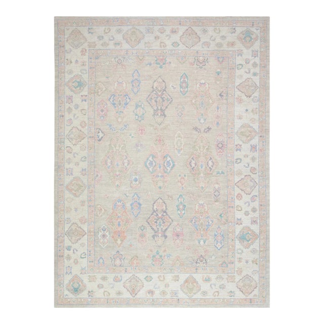Multicolor Handwoven Turkish Oushak Rug 9'2" X 12'3" For Sale