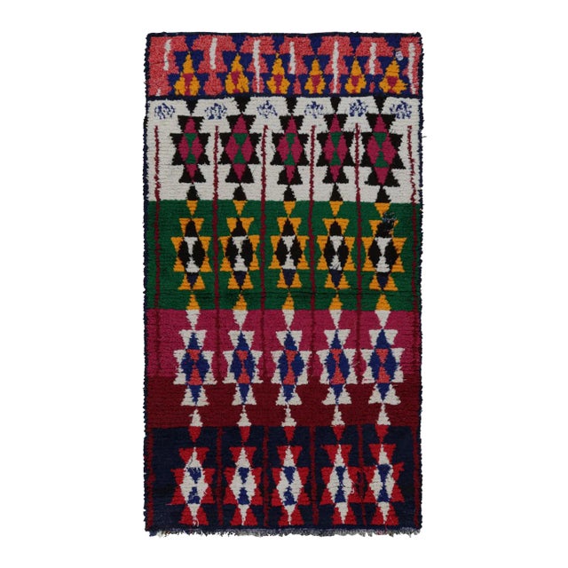 1950s Azilal Moroccan Boucherouite Rug With Polychromatic Patterns by Rug & Kilim For Sale
