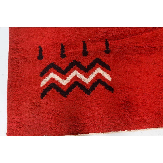 Moroccan Doris Leslie Blau Vintage French Art Deco Geometric Crimson Hand-Knotted Rug For Sale - Image 3 of 7