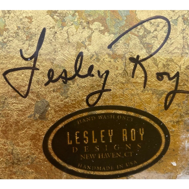 Vintage Lesley Roy Hand Made Decorator Reverse Painted Glass Plate For Sale In Philadelphia - Image 6 of 10