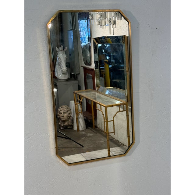 1950s Italian Hexagonal Brass-Framed Wall Mirror, 1950s For Sale - Image 5 of 5