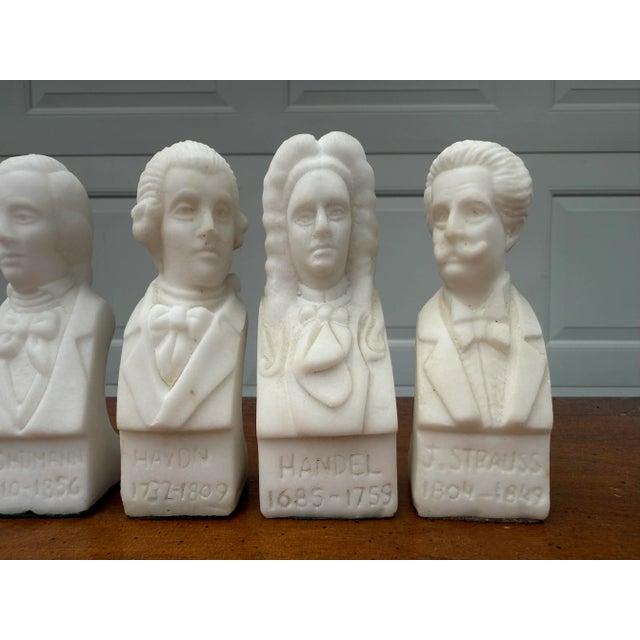 Vintage Carved Alabaster Busts of Composers For Sale - Image 4 of 6