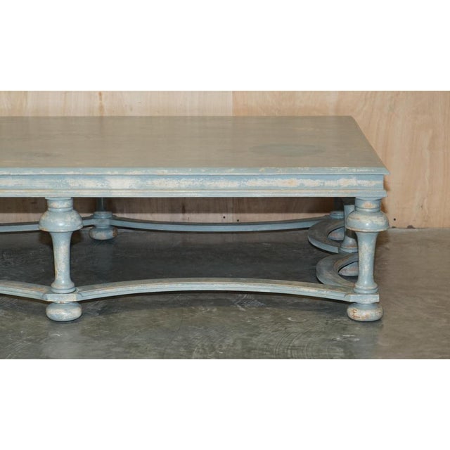 Solid Six Pillar French Country House Coffee Table in Original Paint For Sale - Image 5 of 18