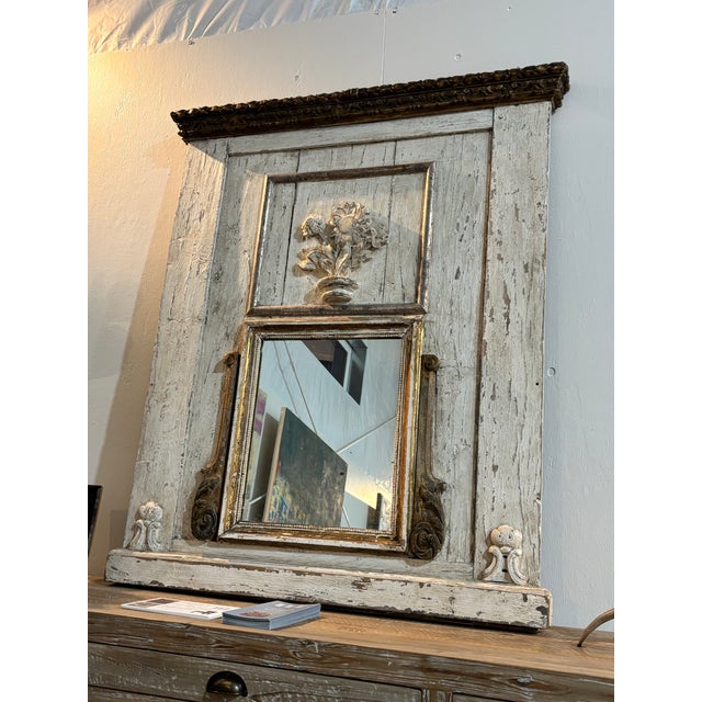 Antique White Antique Trumeau Mirror For Sale - Image 8 of 9
